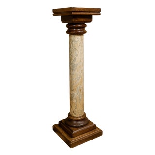 19th Century Wooden and Lacquered Column in Faux Marble For Sale