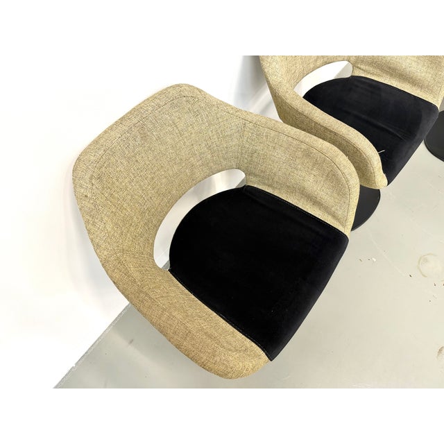 Swivel Armchairs with Organic Mottled Fabric Shells and Weighted Disc Bases, 1990s, Set of 6 For Sale - Image 15 of 18