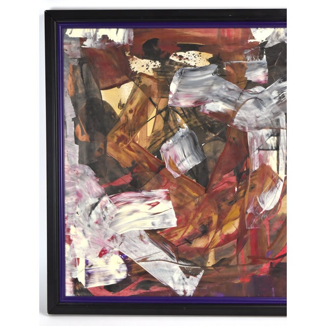 Late 20th Century Vintage Metallic Abstract Expressionist Oil Painting, Framed For Sale - Image 4 of 8