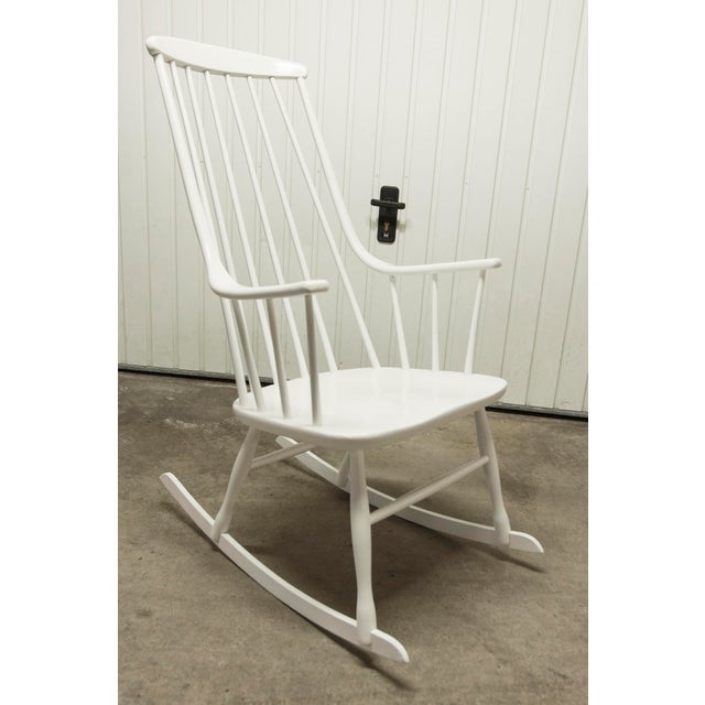 Grandessa Scandinavian rocking chair in white beech by Lena Larsson, 1960, for Nesto Beautiful Swedish design with its...