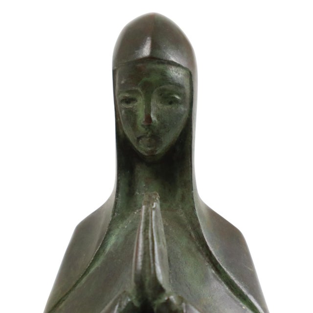 Art Deco Statue of the Virgin Mary in Bronze by Jac Van Vlijmen, 1920s For Sale - Image 17 of 18