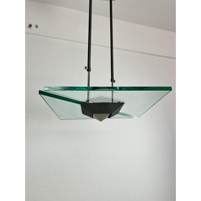 Italian Nile Green Murano Glass Hanging Light, 1980s For Sale - Image 4 of 15