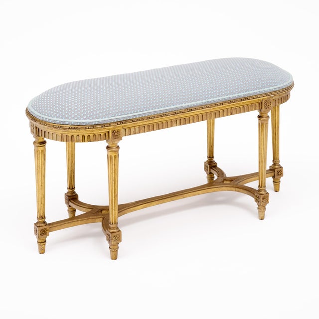 French French Louis XVI Style Giltwood Six-Leg Bench, Circa 1900 For Sale - Image 3 of 9