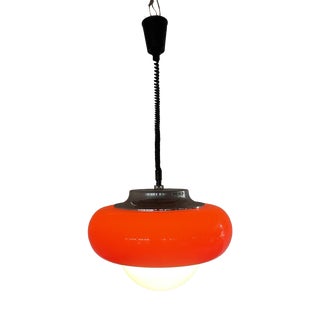 Vintage Italian Space Age Pendant Lamp in Orange by Guzzini for Meblo, 1970s For Sale