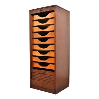 Vintage Roller Door Cabinet in Oak and Beech, 1930s For Sale