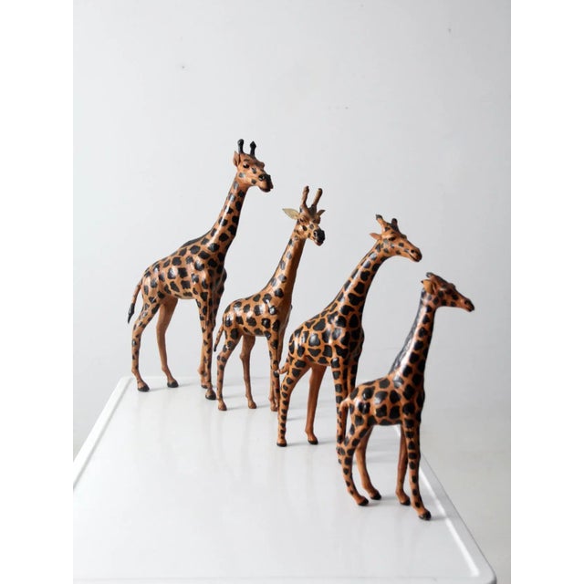 Vintage Leather Giraffe Sculptures - Set of 4 For Sale - Image 11 of 11