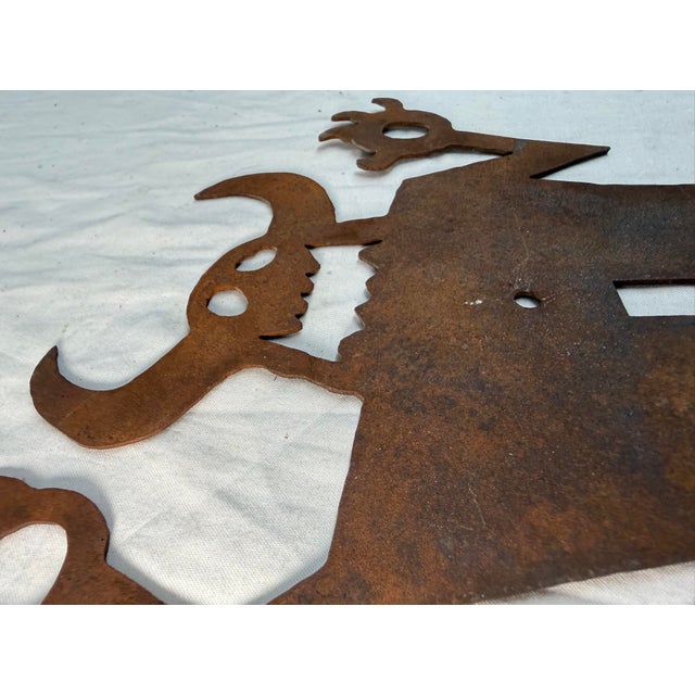 Large Antique Hand Cut Steel Metal Monster Silhouette Wall Switch Cover Kids For Sale - Image 9 of 11