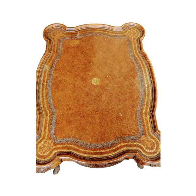 French Vintage French Louis XV Mahogany Coffee Table Inlay and Carved For Sale - Image 3 of 9
