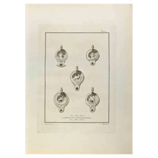 Giovanni Guerra, Oil Lamp, Etching, 18th Century For Sale