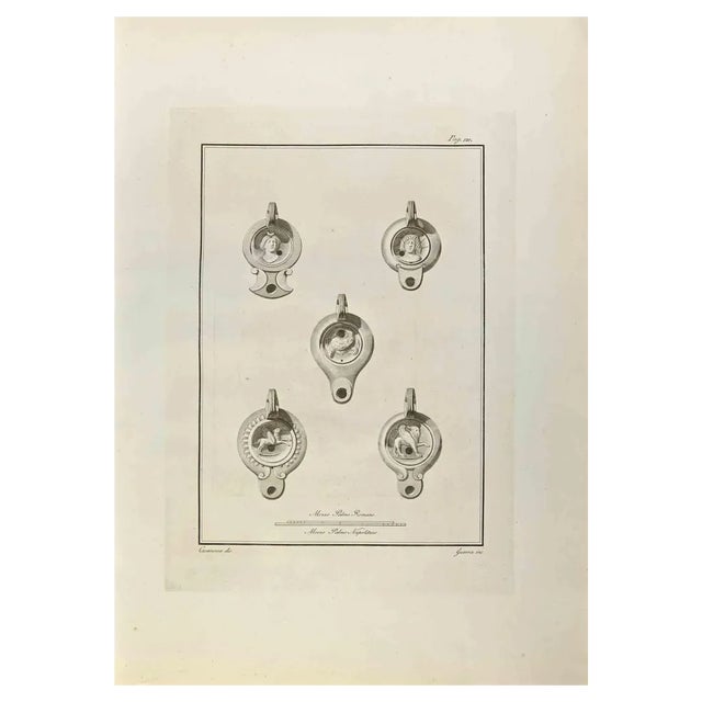 Giovanni Guerra, Oil Lamp, Etching, 18th Century For Sale