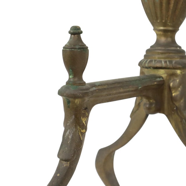Antique British Victorian Brass Fire Dogs, 1880, Set of 2 For Sale - Image 9 of 18