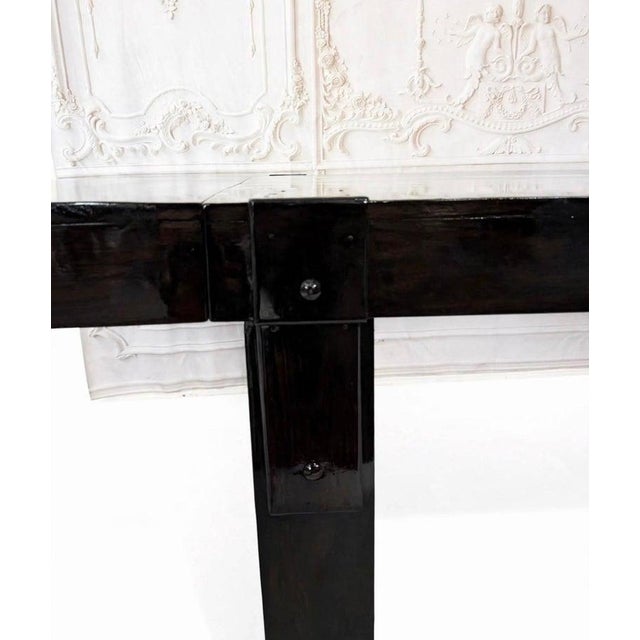 Ebony Monumental Minimalist Extendable Dining Table in High-Gloss Ebonized Hardwood For Sale - Image 8 of 11