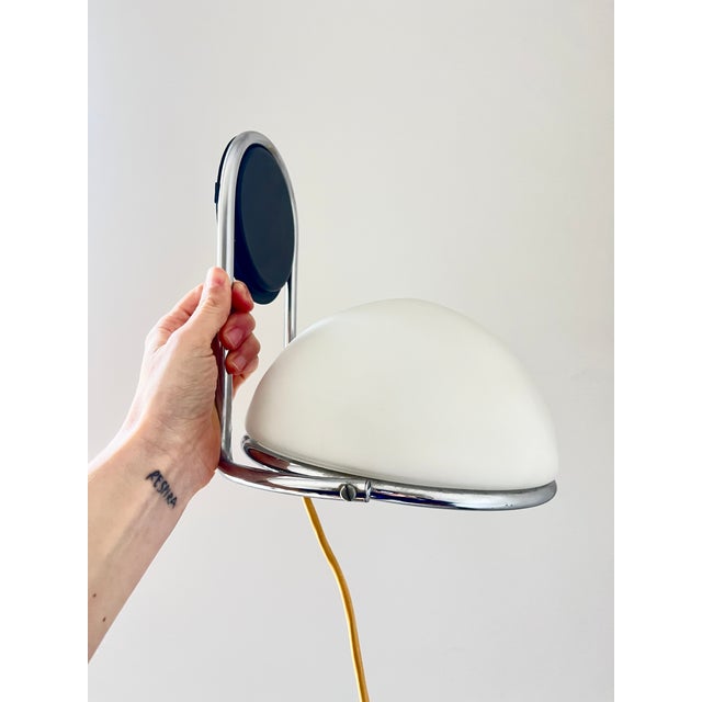Mid-Century Modern Vintage Space Age Chrome Glass Adjustable Wall Lamp, Italy, 1970s For Sale - Image 3 of 11