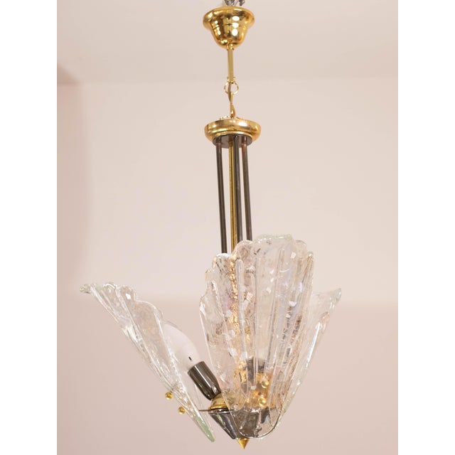 1970s Murano Chandelier With 3 Leaves Iridescent in Murano Glass For Sale - Image 10 of 12