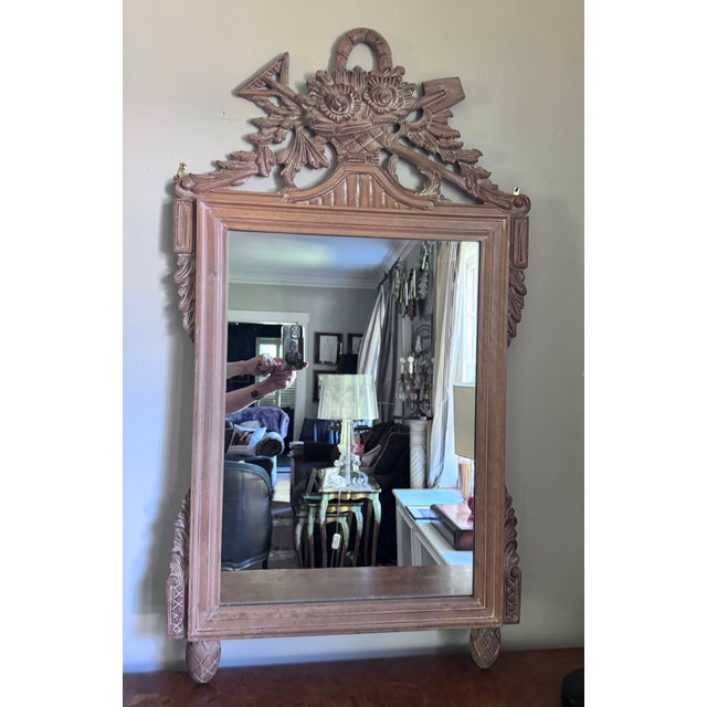 Labarge Mid 20th Century French Carved Wood Mirror With Garden Tools & Basket For Sale - Image 4 of 11