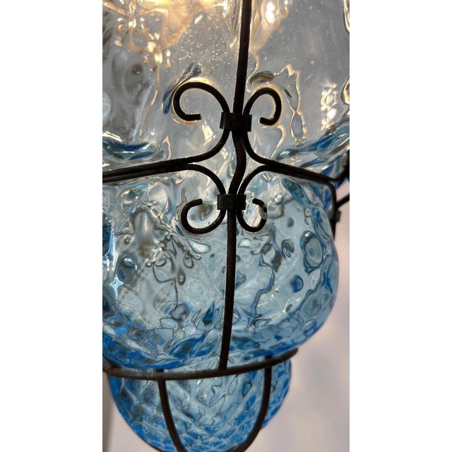 Metal Blu Sky Bubble Pendant in Murano Glass, 1980s For Sale - Image 7 of 18