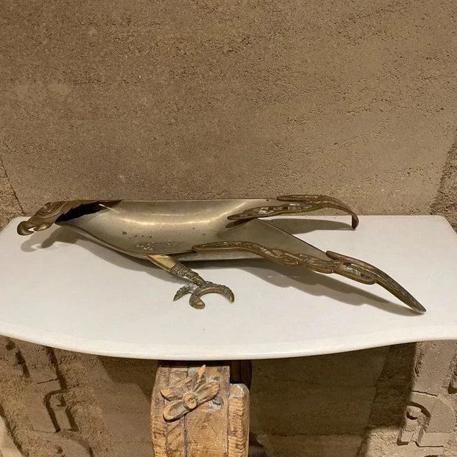 Los Castillo 1970s Handwrought Parrot Dish Metal Stone Style Los Castillo Mexico For Sale - Image 4 of 12