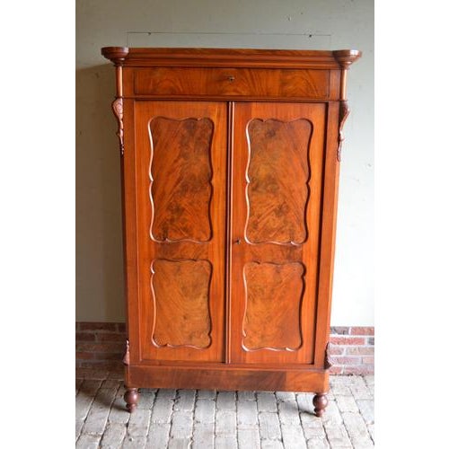 Antique Biedermeier Mahogany Girls Cupboard For Sale - Image 9 of 10