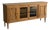 Vintage Danish Oak Sideboard Cabinet in Style of Henning, Brutalist Leaded Glass Credenza For Sale