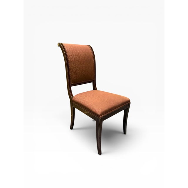 Wood Kindel Mahogany Sleigh Back Side Chair With Hand-Painted Gold Accents For Sale - Image 7 of 12