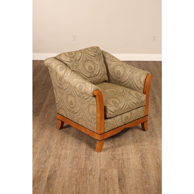 Biedermeier Sherrill Biedermeier Style Upholstered Armchair With Exposed Wood Frame For Sale - Image 3 of 18