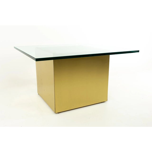 Paul Mayen Style Mid Century Brass and Glass Side End Table - Pair For Sale - Image 11 of 13