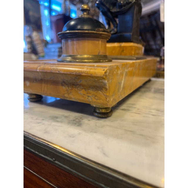 Early 19th Century Italian Empire Bronze & Sienna Marble Inkwell For Sale - Image 10 of 10