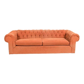 Tufted Upholstered Chesterfield Rolled Arm Sofa For Sale