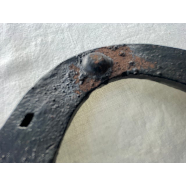 Metal 1950's Black Wrought Iron Horseshoe Door Knocker For Sale - Image 7 of 8