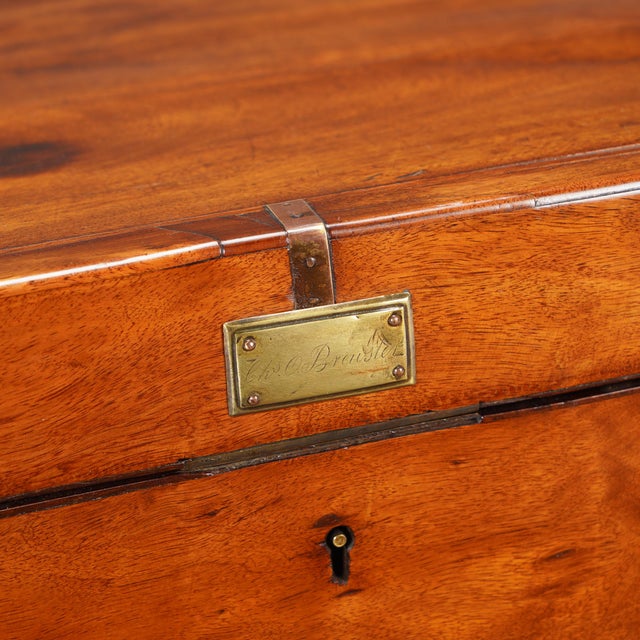British Mahogany and Brass Officer's Trunk, 1830s For Sale - Image 14 of 15