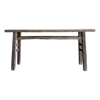Vintage Elm Wood Console Table For Sale