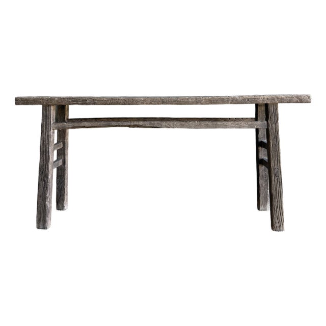 Vintage Elm Wood Console Table For Sale