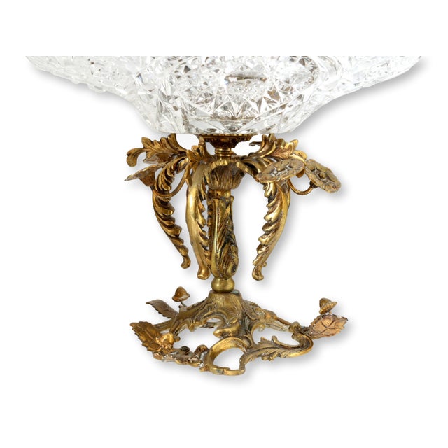Antique Bronze & Crystal Centerpiece, Acorns & Flowers For Sale - Image 9 of 9