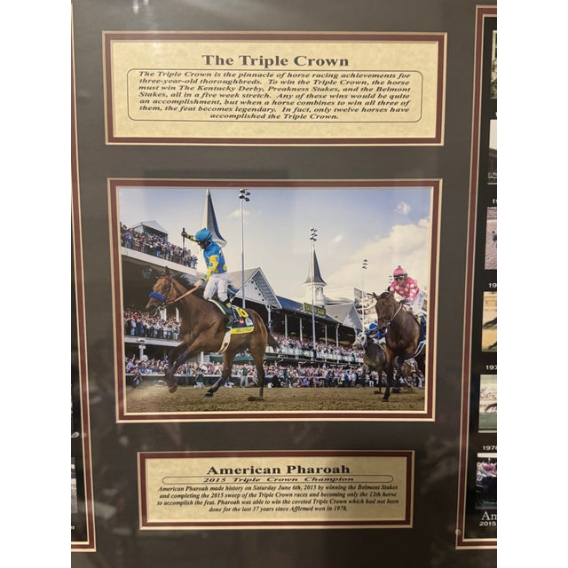Celebrate over a century of horse racing history with this beautifully framed Triple Crown collectible. This striking...