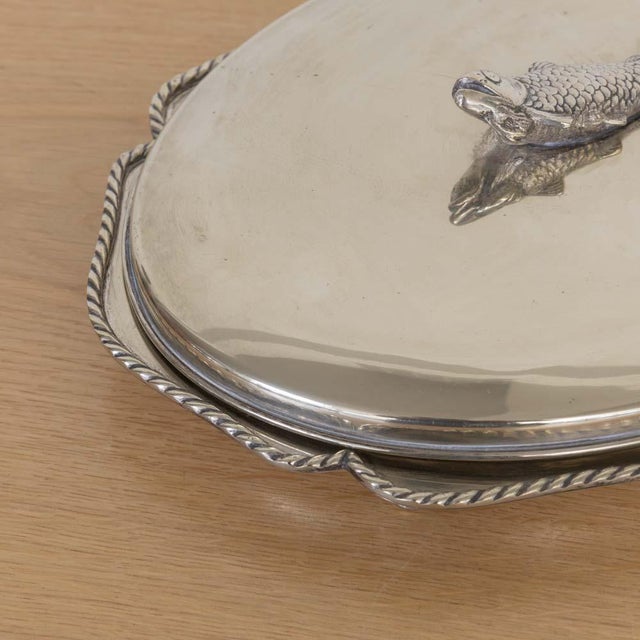 1940s 1940s Alpaca Silver Fish Serving Tray With Lid, Spain For Sale - Image 5 of 16