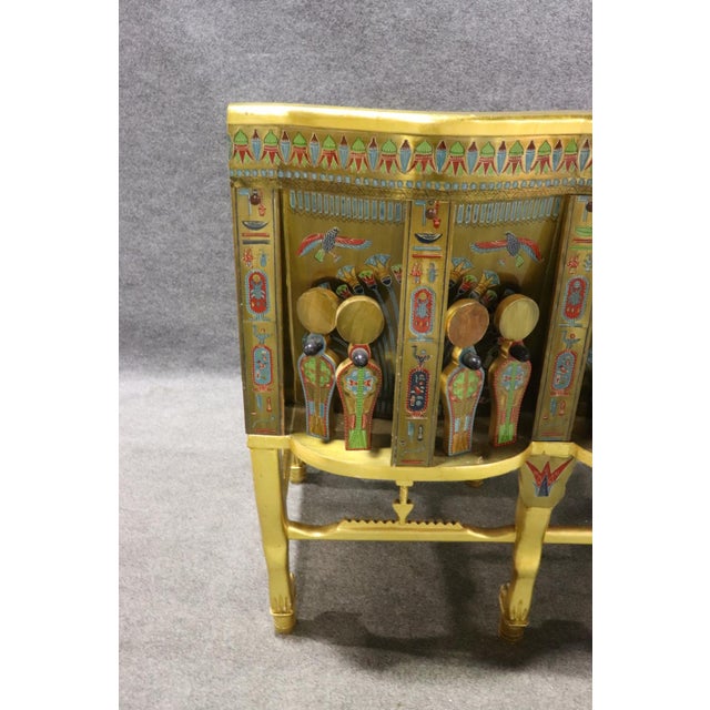 Unique Egyptian Revival Gilded Figural Bench With Carved Lions For Sale - Image 14 of 17