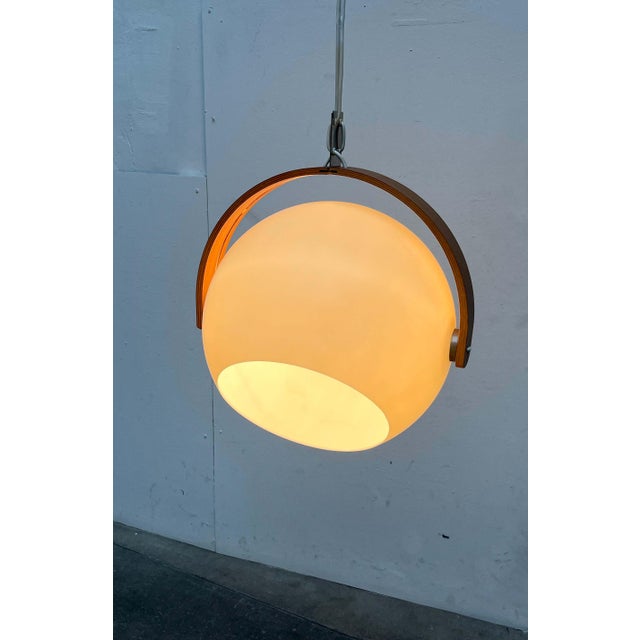 Mid-Century Modern Swiss Space Age Plastic and Plywood Pendant Lamp from Temde, 1960s For Sale - Image 6 of 18