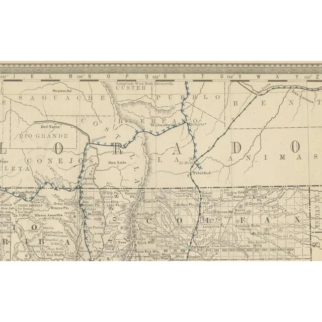 Paper New Mexico Map with Railroads and Counties and the Land of Enchantment, 1888 For Sale - Image 7 of 10