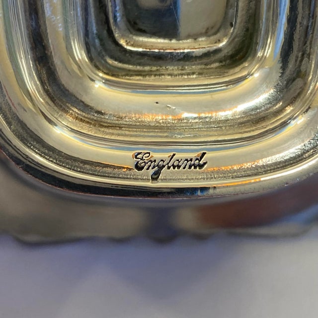 Vintage Ellis Barker English Silver Plate Cobalt Glass Salt Cellars - a Pair For Sale In Richmond - Image 6 of 10