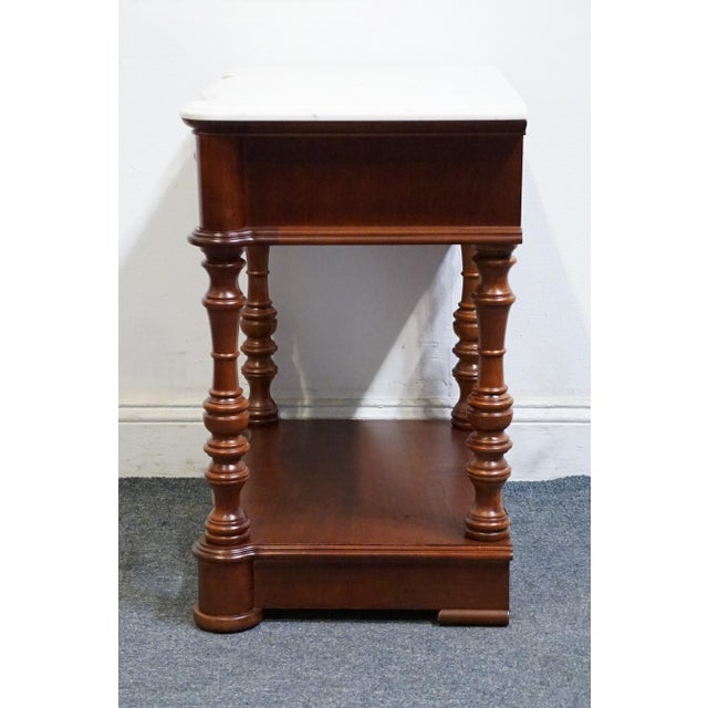 Pulaski Furniture Solid Cherry Traditional Victorian Revival 24" Nightstand W. White Granite Top 45141 For Sale - Image 9 of 13