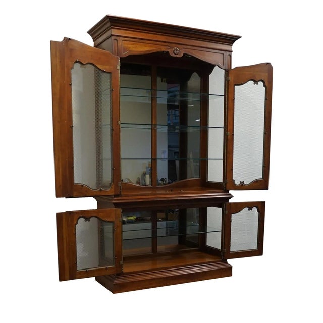 Drexel Heritage Brittany Collection Solid Cherry Country French 62" Listed Display Curio Cabinet 322-438-6 For Sale In Kansas City - Image 6 of 13