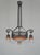 1920s H. Fournet & Charles Schneider French Art Deco Chandelier 1920s - Orange Mottled Glass & Wrought Iron For Sale - Image 5 of 12