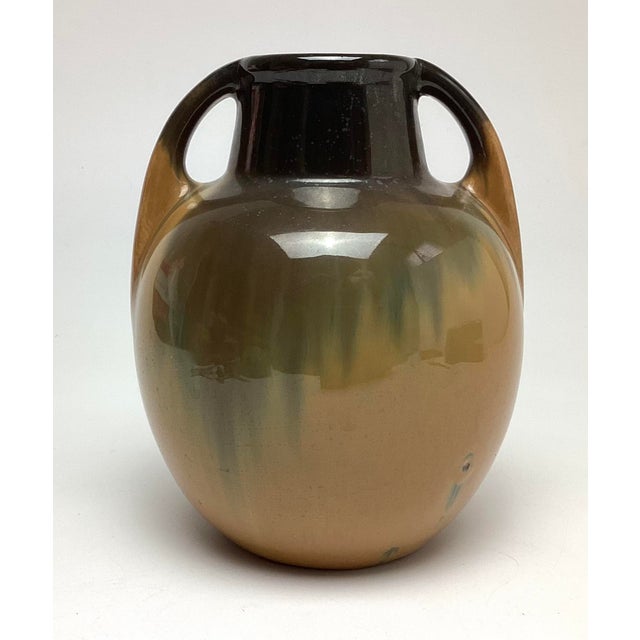 Arts & Crafts Fulper Pottery Arts and Crafts Butterscotch Flambé Double Handled Vase 7 1/2” Tall For Sale - Image 3 of 5