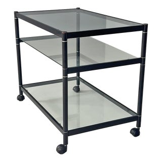 Italian Modern Cart in Steel and Glass, 1970s For Sale