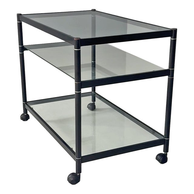 Italian Modern Cart in Steel and Glass, 1970s For Sale