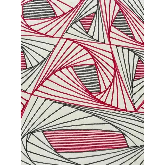 1950s VIntage Mid Century Modern Geometric Abstract Drawing by W. G. Davis For Sale - Image 5 of 7