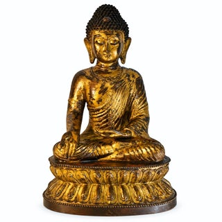 Huge Gilt Bronze Buddha Shakyamuni Statue Buddha 31 Lb For Sale