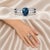 Art Deco Late 20th Century 14K White Gold Blue Topaz Baugette Diamond Ring Band, Size 7 For Sale - Image 3 of 3