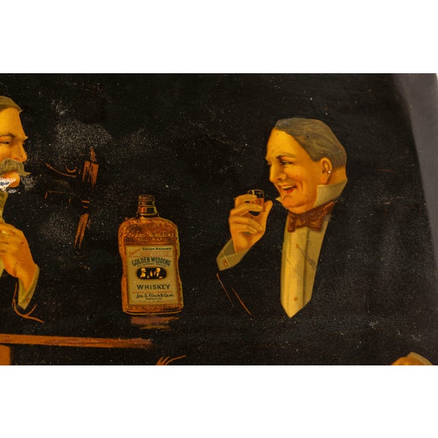 Early 20th Century 1920s Golden Wedding Whiskey Tin Advertising Sign and Bottle For Sale - Image 5 of 7