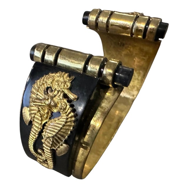 1930 Antique Jean Painlevé Art Deco Bakelite and Brass Seahorses French Bracelet For Sale